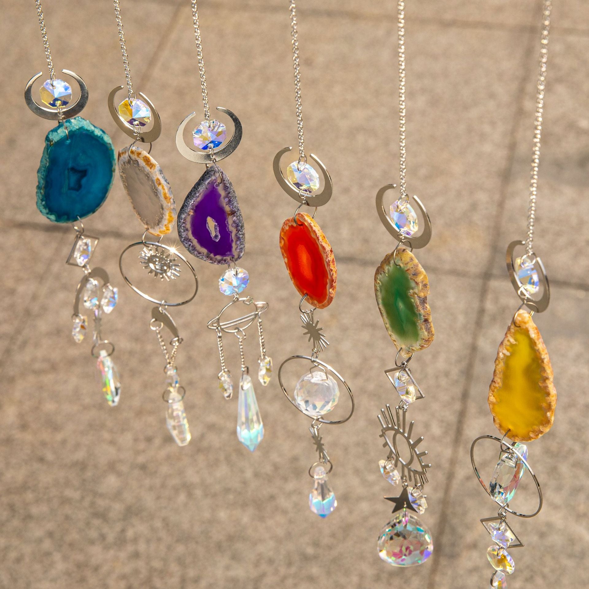 Wholesale Agate Rough Stone Crystal Sun Catcher Color Hanging Prism Ball